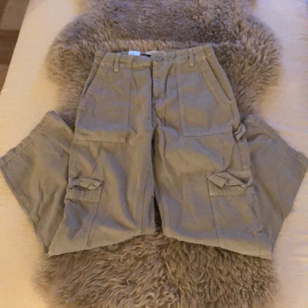 Reformation Rayne high rise utility pants in sage.